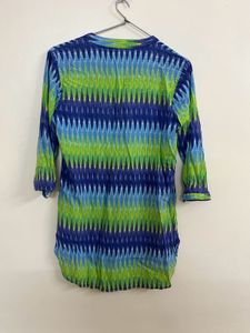 Vibrant Blue &amp; Green Printed Kurta