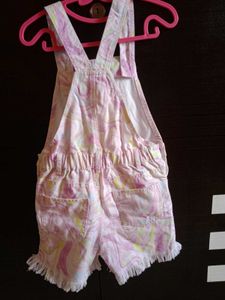 Pink Swirl Print Short Overalls