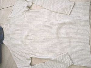 Cream Ribbed Mock Neck Sweater