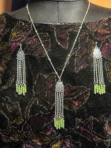 Green Beaded Necklace &amp; Earring Set