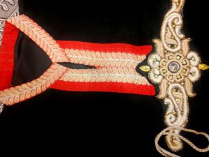 Black Kurta with intricate gold and red