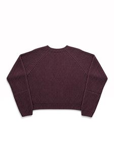 BURGUNDY RIBBED RAGLAN KNIT SWEATER
