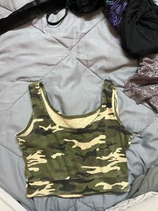 Camo Print Crop Tank Top