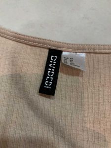 H&amp;M Women Beige Butterfly-detail Ribbed Top