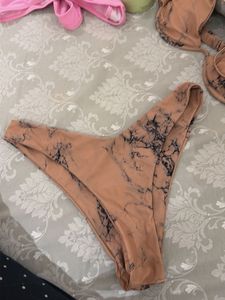 Marble Print Bikini Set with Sarong
