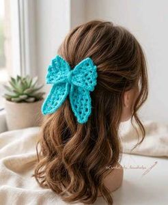 Handmade Crochet Bow 🎀 Hair Clip