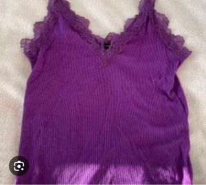 Purple Lace Trim Cami Top