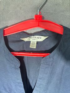 Navy Blue Tiered Button-Up Dress