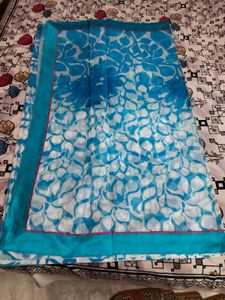 Pure Cotton Supernet White and Blue Saree🩵🤍