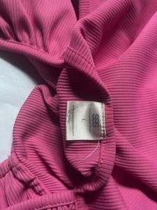 Ruffled Detail Pink Crop Top