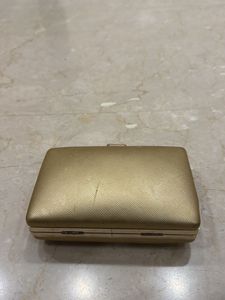 Gold Evening Clutch with Jewel Detail