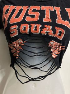 Black Hustle Squad Cropped T-Shirt