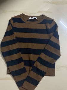 ZARA Striped Long Sleeve Top