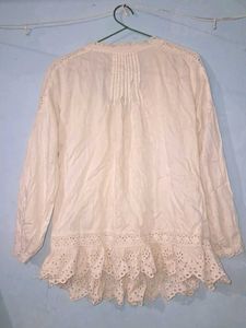 White Eyelet Lace Tassel Blouse