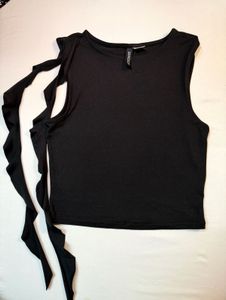 Black Tie-Up Crop Top