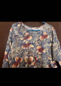 Blue Floral Print Kurta
