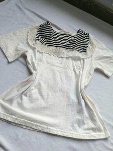 White Sailor Collar Top