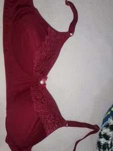 30(75cm) Size Padded  Maroon Bra And Panty Set