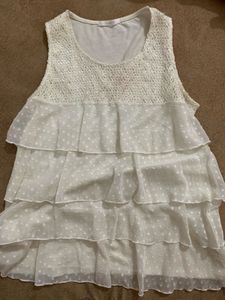 Chic Layered White Ruffle and PINK top  comb