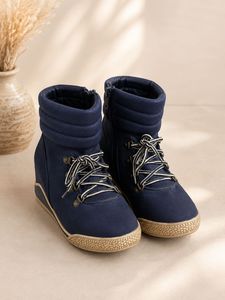 Stylish Blue Wedge Ankle Boots