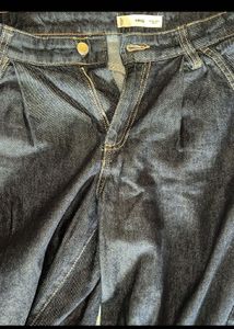 MANGO women high rise pleated wide leg jeans
