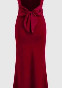 Elegant Red Square Neck Maxi Dress