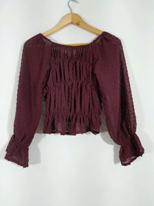 Dark Brown Western Full Sleeve Top(women's)