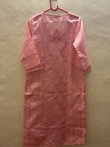 Chikankari Pink Embroidered Kurta