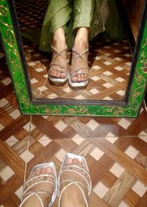 Sparkling Silver Embellished Sandals