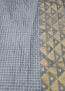 Elegant Grey &amp; Gold Checkered dupatta