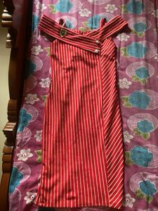 Red Striped Off-Shoulder Dress