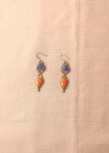 Tibetan SILVER Coral Lapiz Boho Gemstone Drop Earr