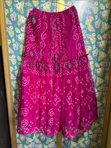 Pink Bandhani Full Gher Sharara