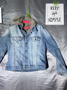 Blue Denim Jacket with Hoodie