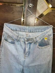Light Wash Embroidered Mom Jeans