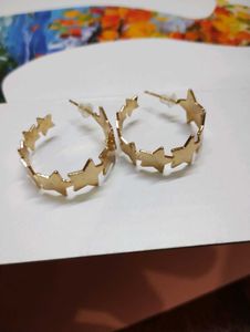 Gold Star Hoop Earrings