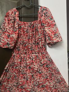 Floral Print Maxi Dress with Puff Sleeves
