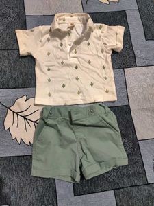 Cute Cactus Print Polo Shirt & Shorts Set
