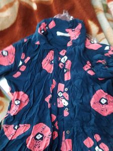 Stylish Navy Blue Floral Print Maxi Dress