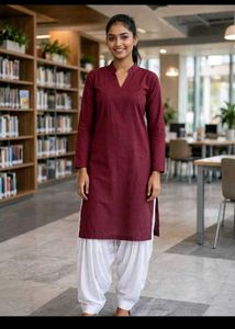 Maroon Kurta with White Salwar