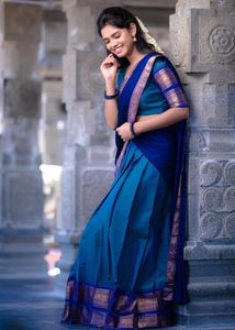Elegant Blue &amp; Pink Half Saree