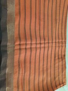 Orange Striped Saree with small mistake