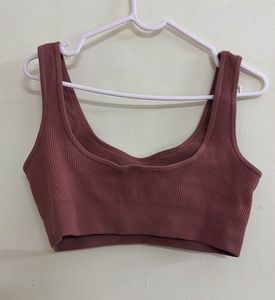 Ribbed Brown Sports Bra