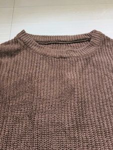 Brown Knitted Crew Neck Sweater