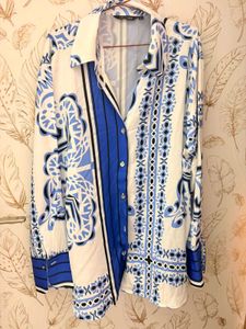 Boho Print Button-Up Shirt
