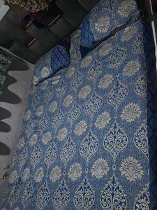 Elegant Blue Damask Bedding Set