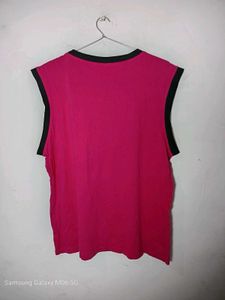 Pink Sleeveless T-Shirt with Bat Graphic