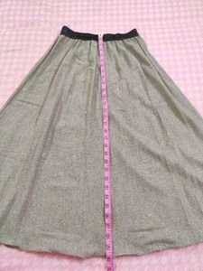 New Grey A-Line Midi Skirt