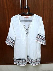 White Embroidered Kurti