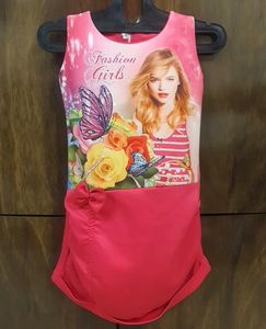 Hot Pink Partywear Frock For 7 To 11 Years Girls